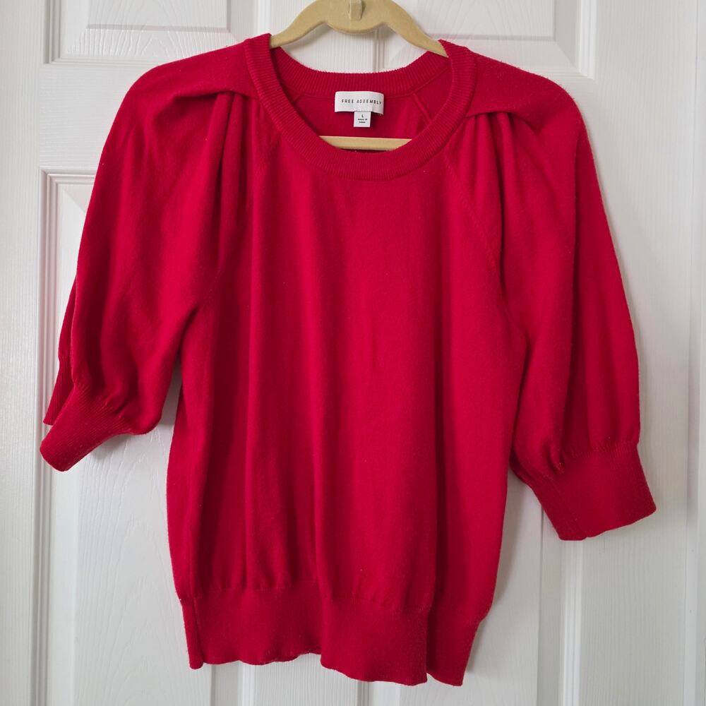 Free Assembly Red Pleat Shouldered Red Sweater Size Large